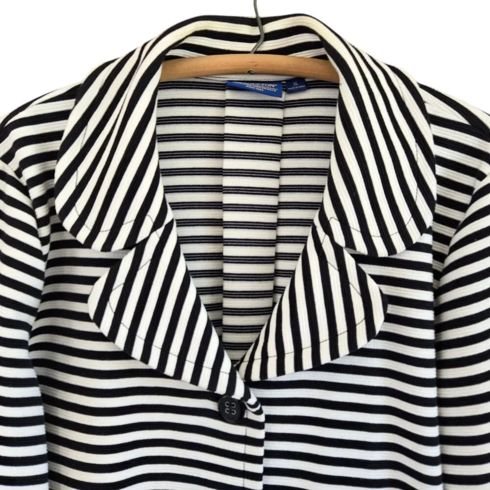 Vintage Pendleton Womens XL Striped Swing Jacket Blazer Navy/White Pleated Back - Picture 8 of 14